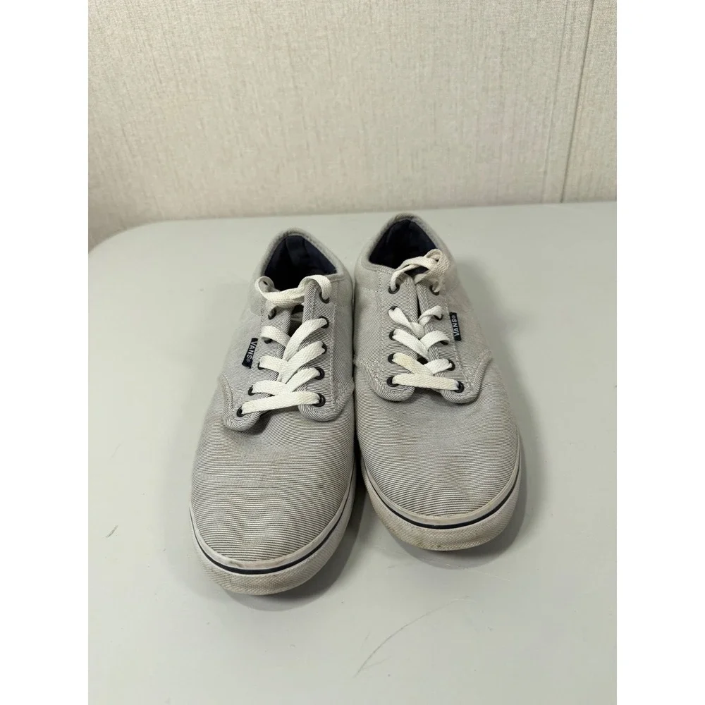 Vans Low Top Micro Stripe Grey White Sneakers Womens 9 VN-0U4IB8T